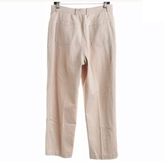 St. John Sport Essentials Pants 10 Twill High Gold Hardware Rise Neutral Beige - Picture 4 of 8